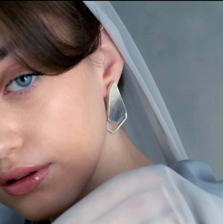 Hexa 2 Spaces Basic PentaHexa - silver earrings