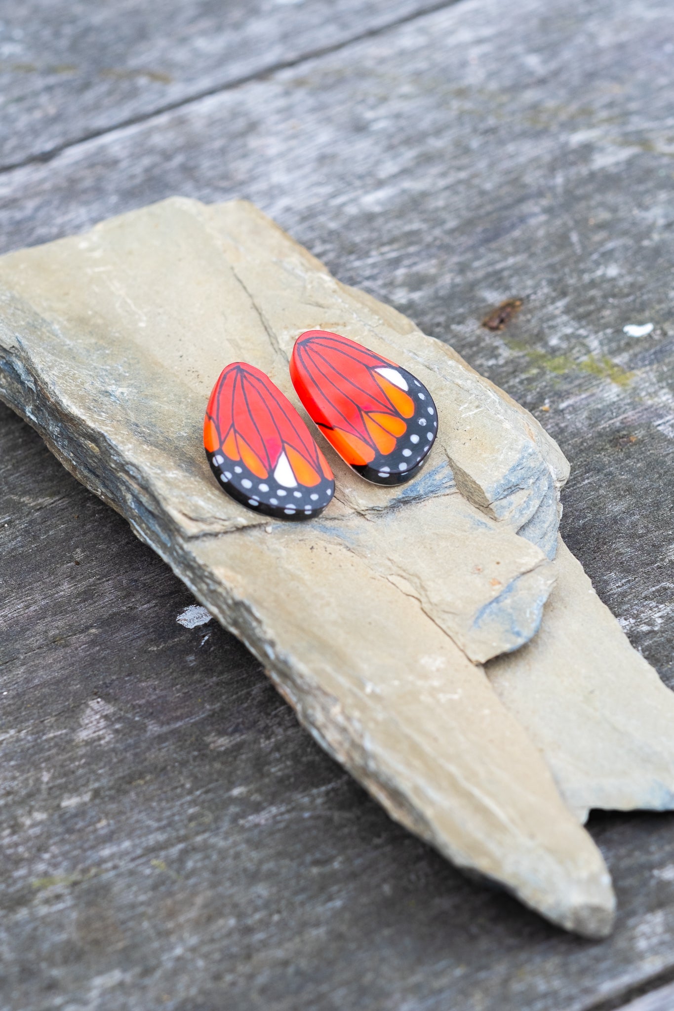 Mini Monarch Butterfly Wing Earrings