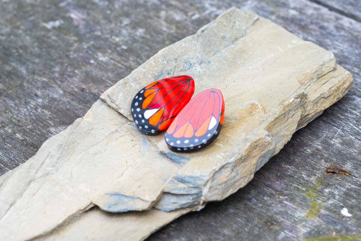 Mini Monarch Butterfly Wing Earrings