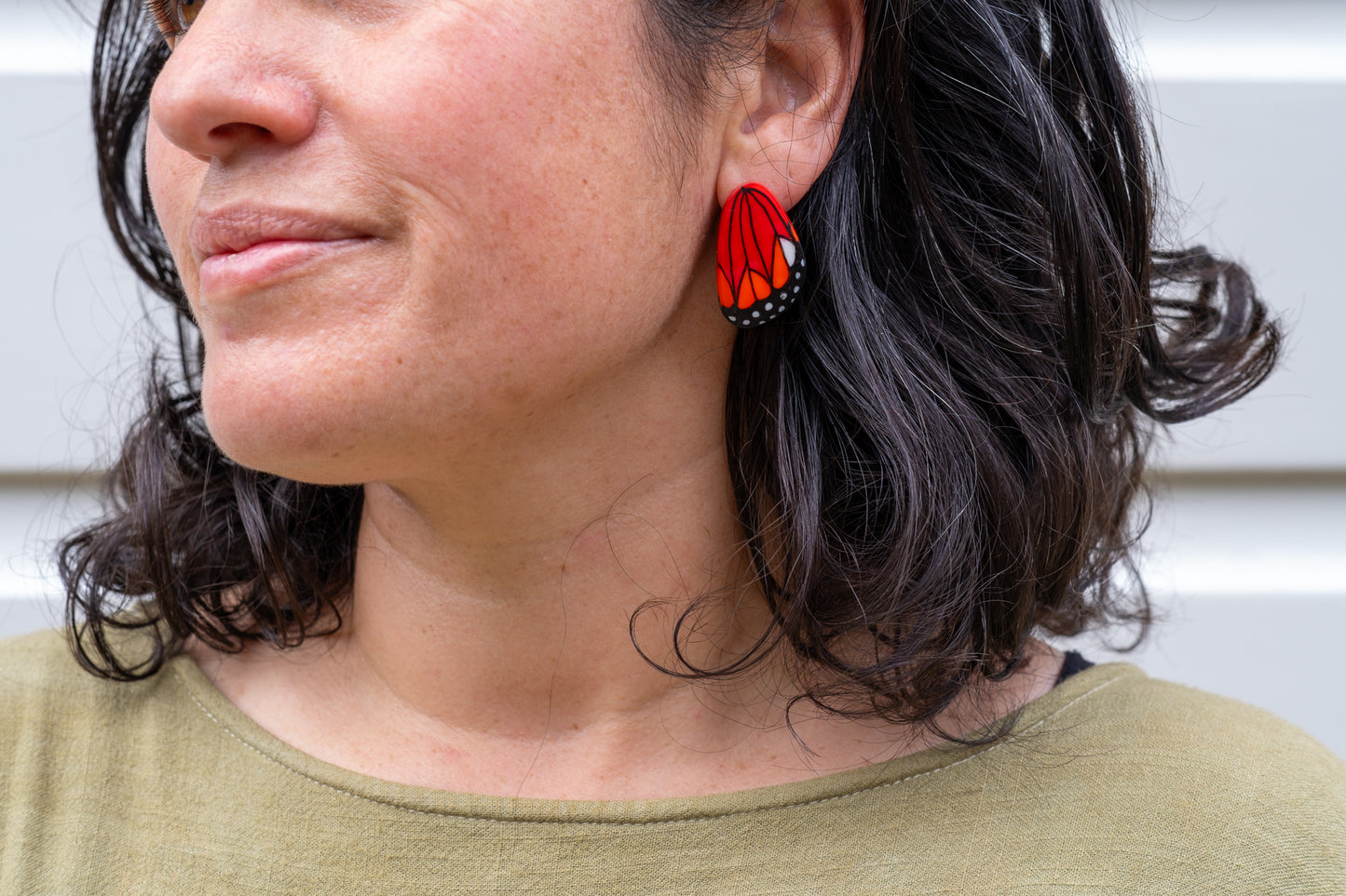 Mini Monarch Butterfly Wing Earrings
