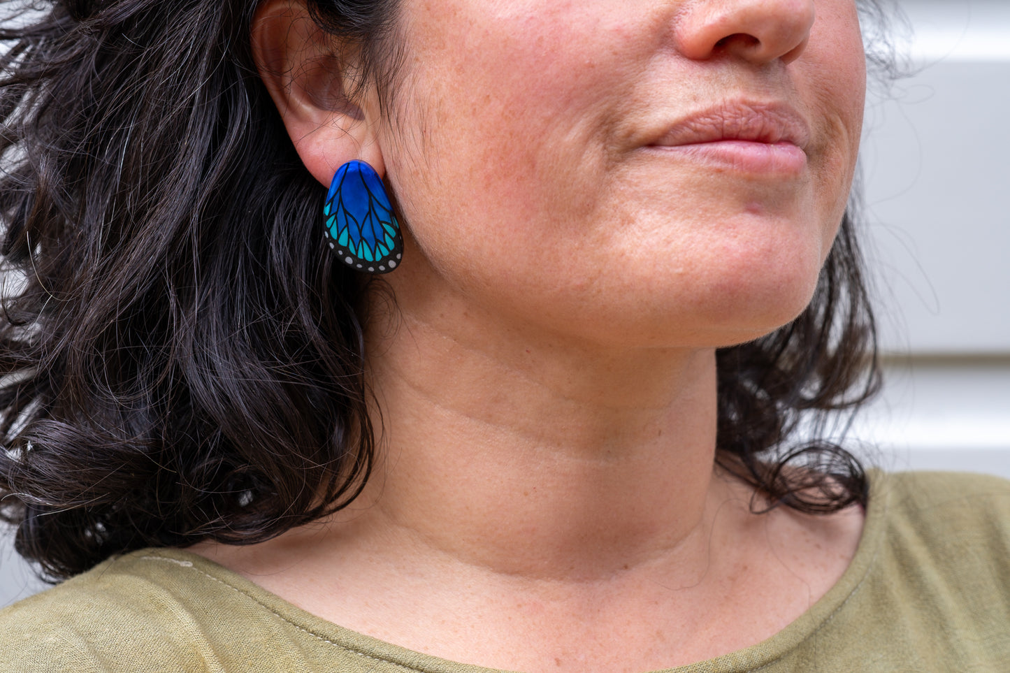 Mini Morpho Butterfly Wing Earrings