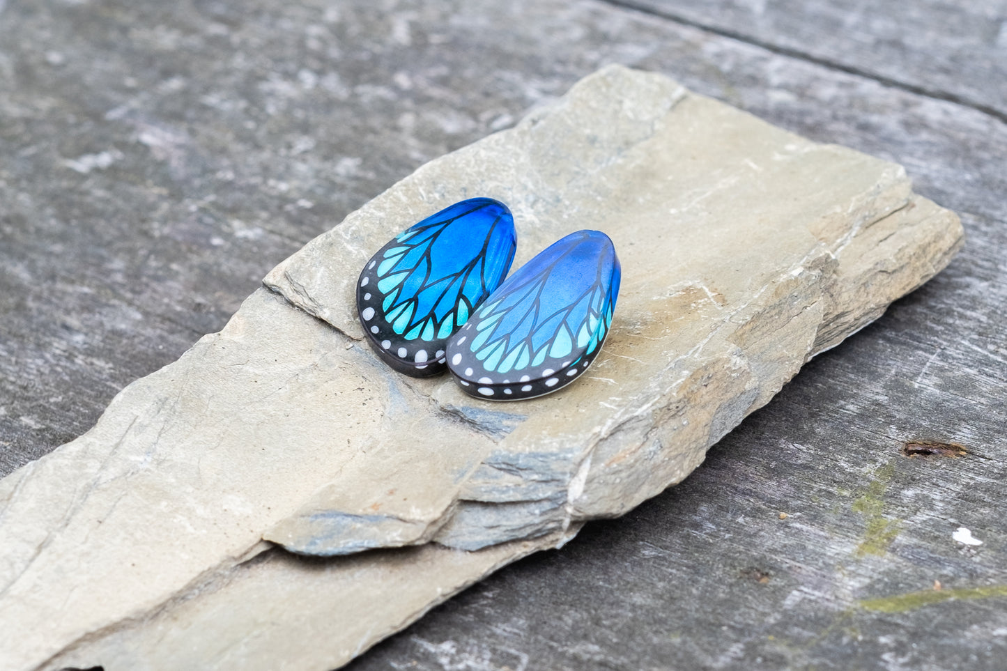 Mini Morpho Butterfly Wing Earrings