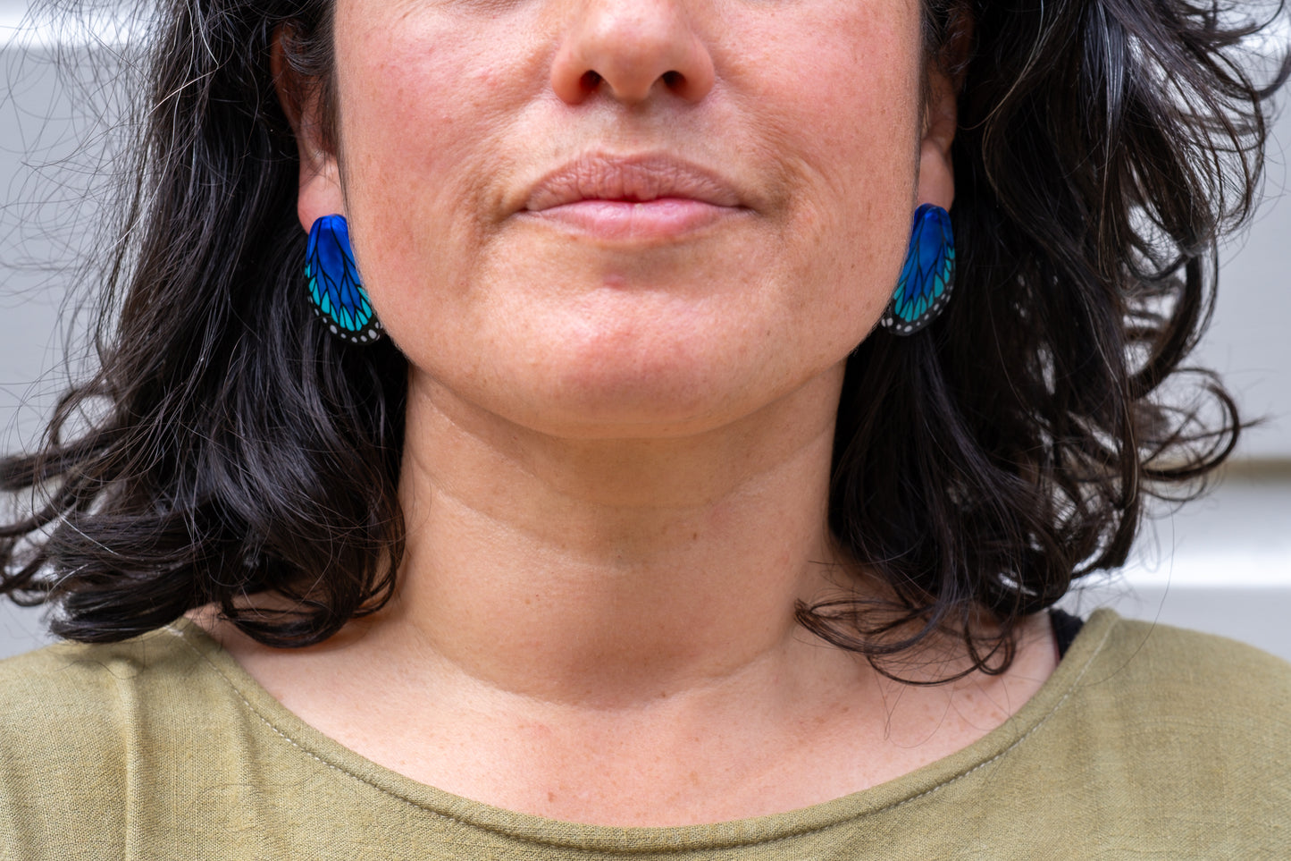 Mini Morpho Butterfly Wing Earrings