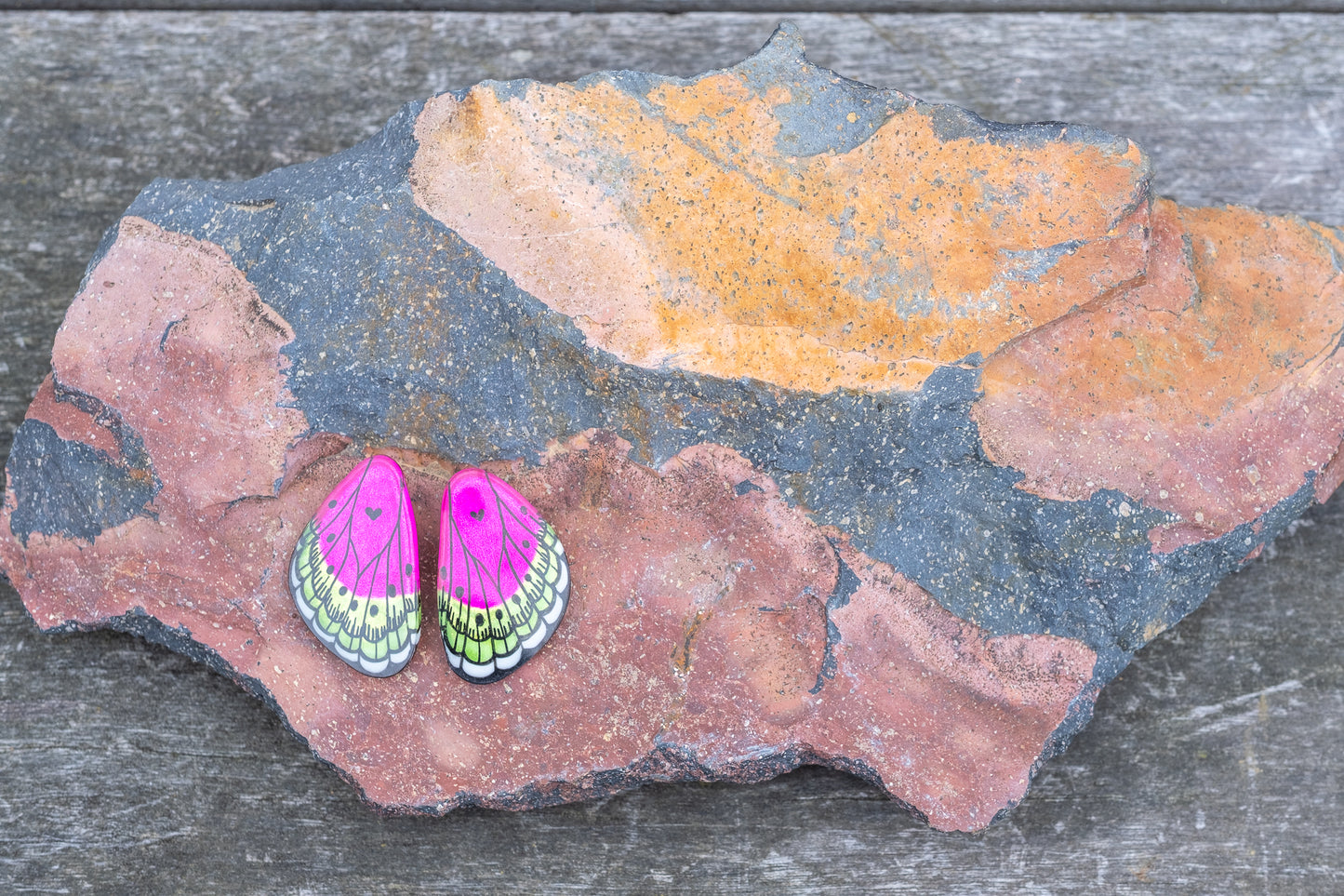 Large Fuchsia Butterfly Wing Earrings