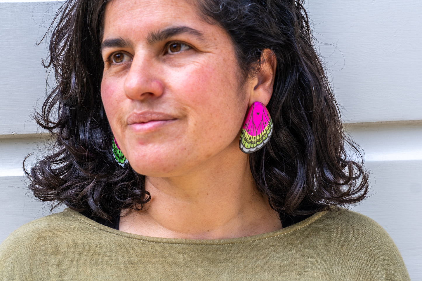 Large Fuchsia Butterfly Wing Earrings