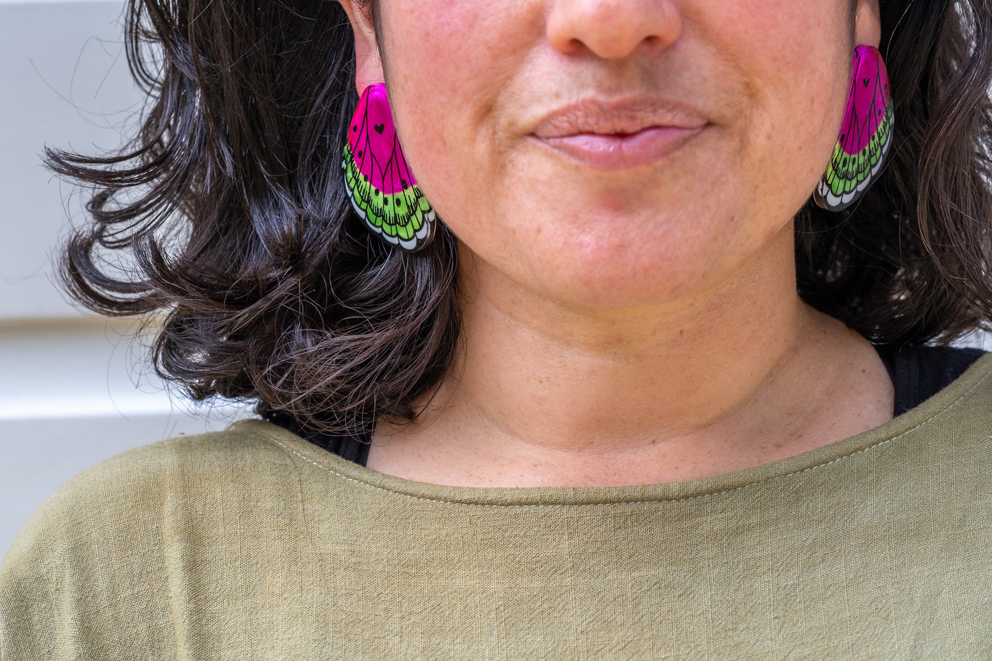 Large Fuchsia Butterfly Wing Earrings