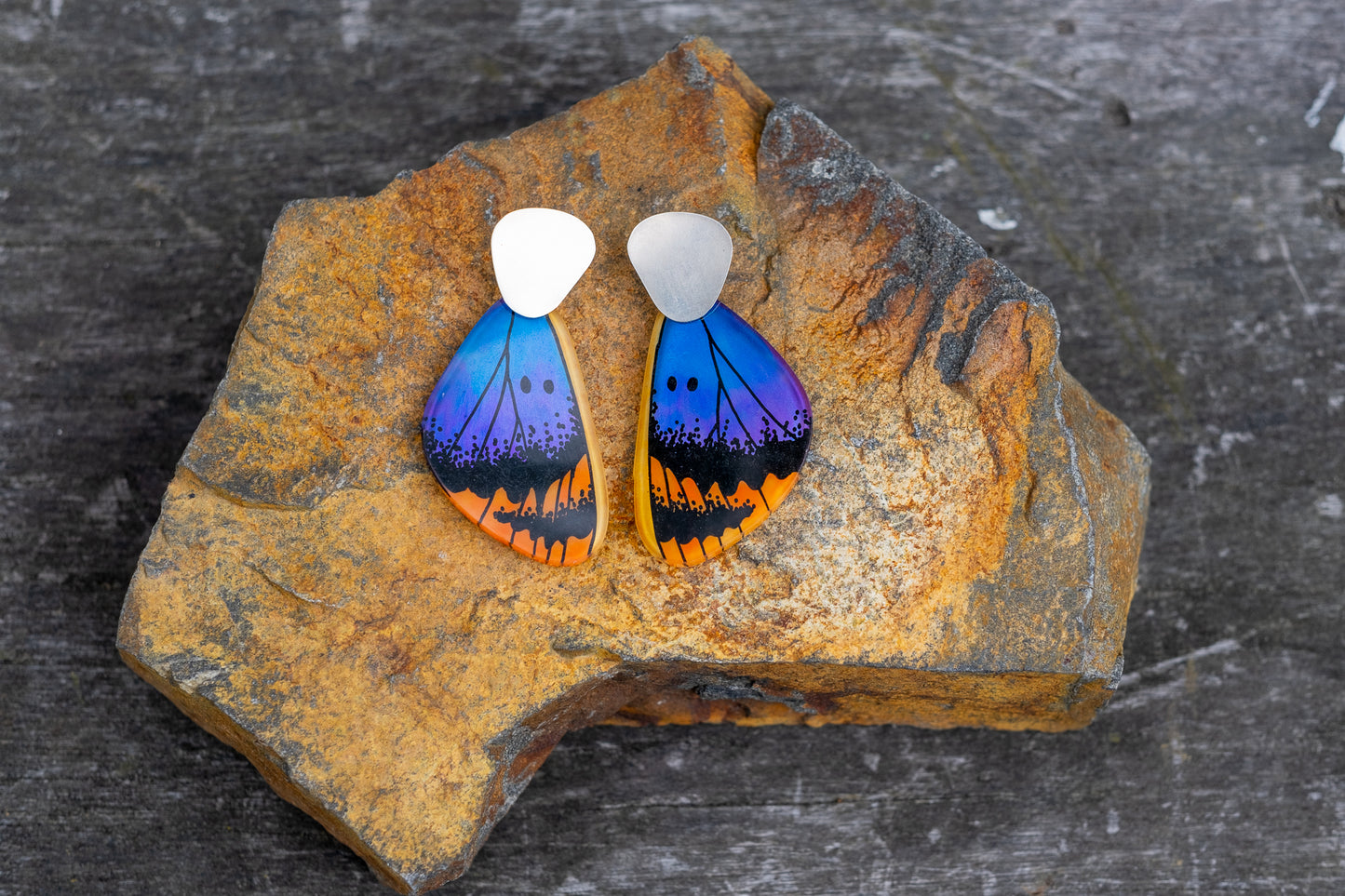 Dangling Euphaedra Wing Earrings (Silver)