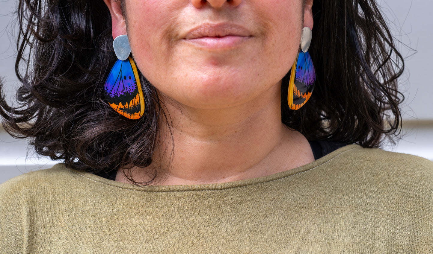 Dangling Euphaedra Wing Earrings (Silver)