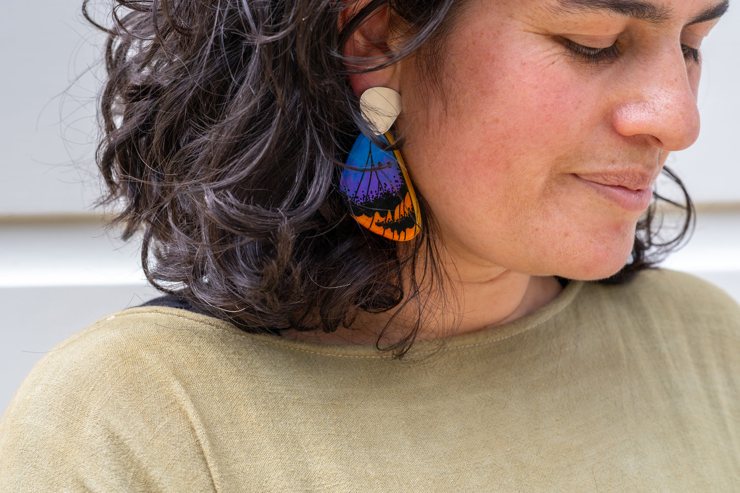 Dangling Euphaedra Wing Earrings (Silver)