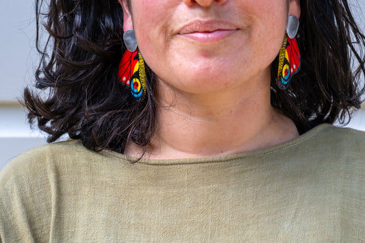 Dangling Peacock Wing Earrings (Silver)