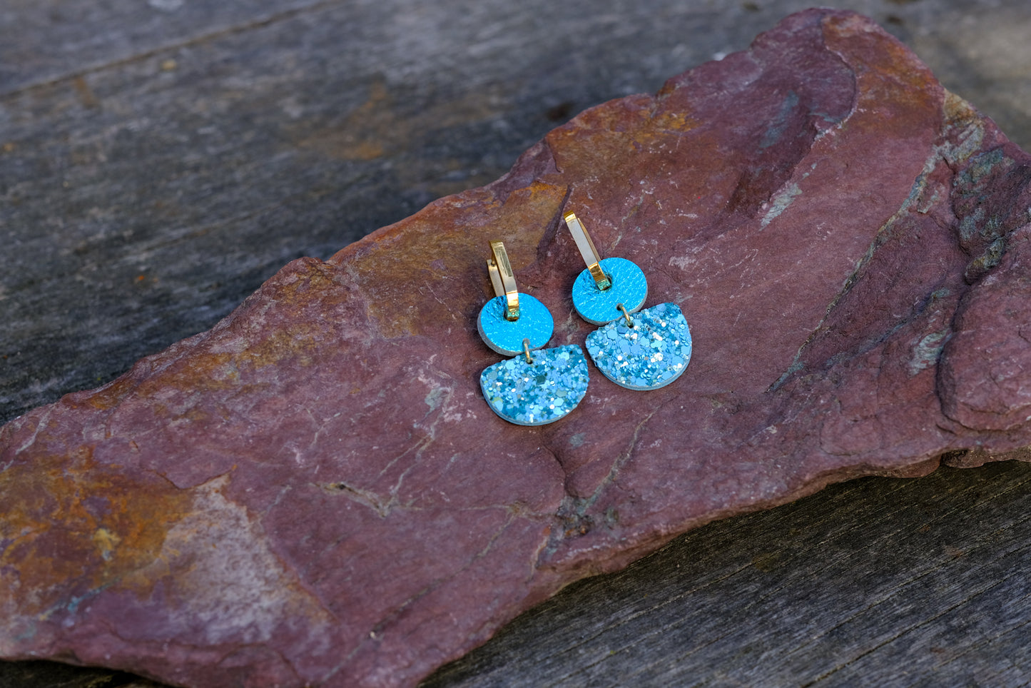 Dainty Hoops - Aqua blue