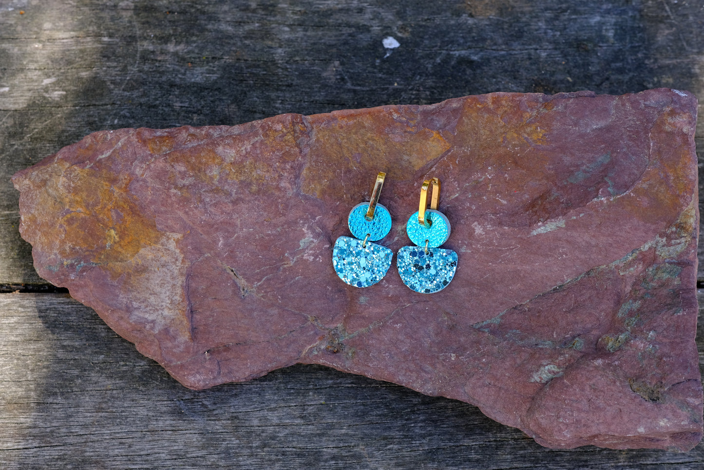 Dainty Hoops - Aqua blue