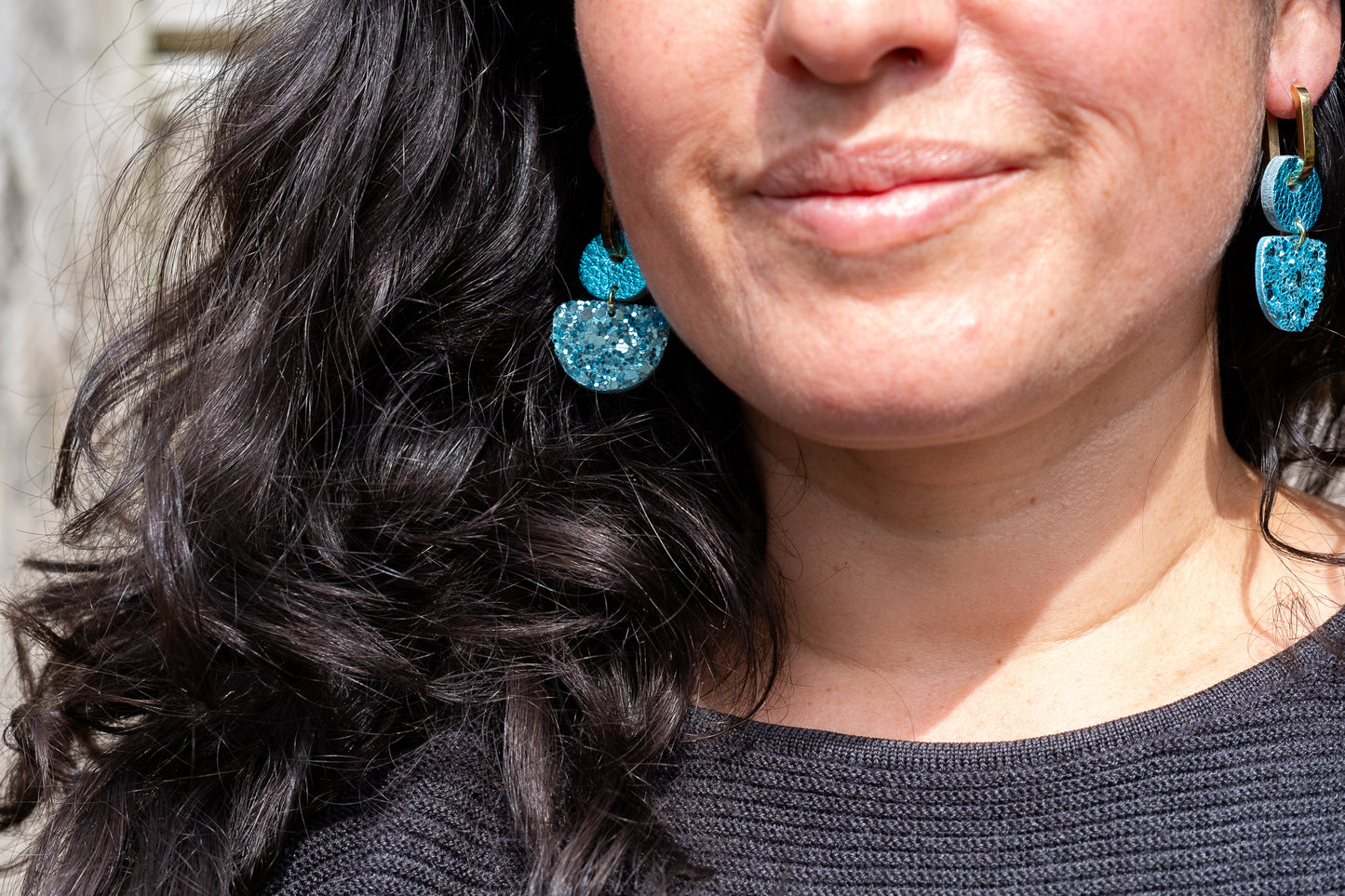 Dainty Hoops - Aqua blue