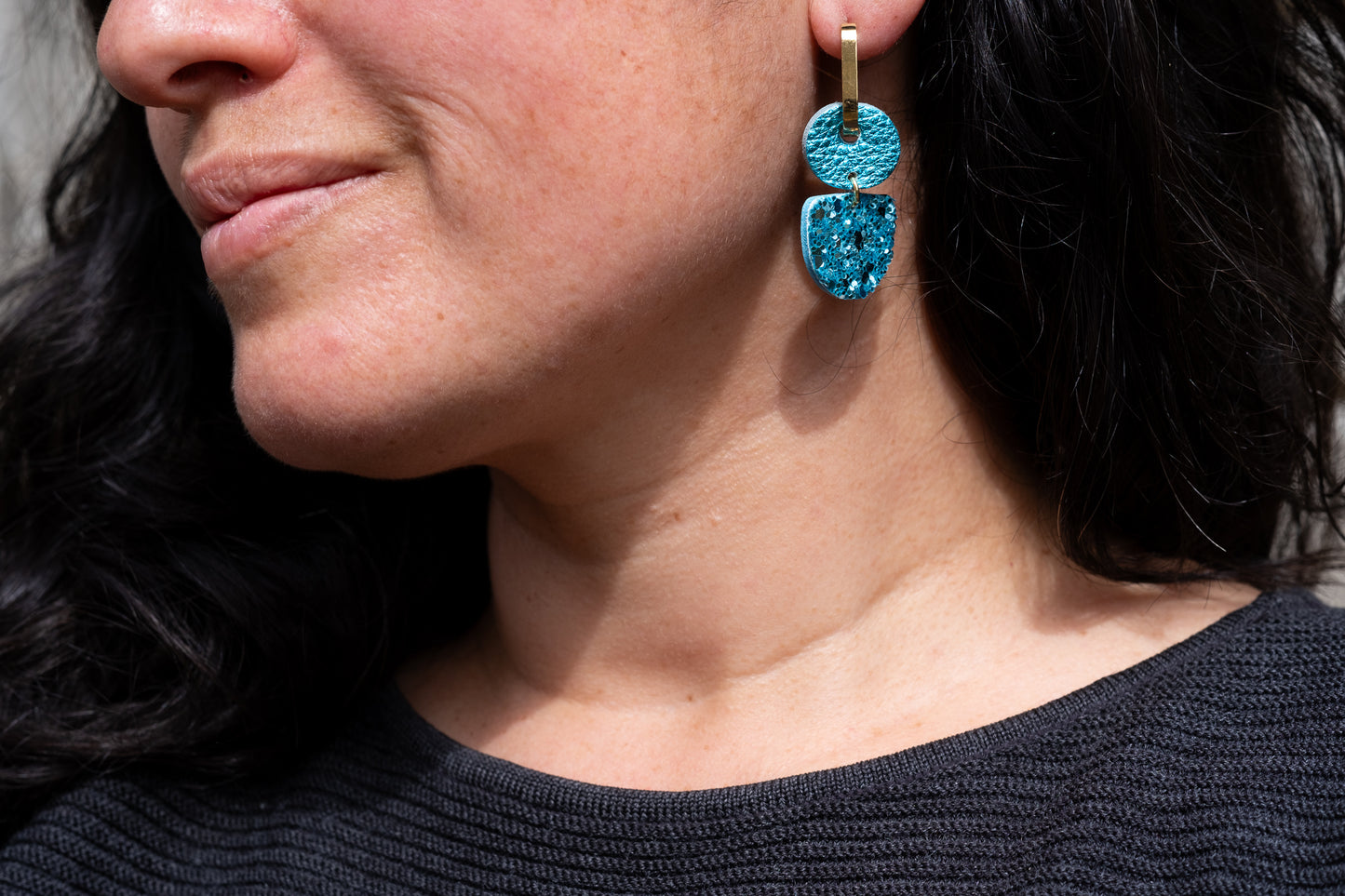 Dainty Hoops - Aqua blue