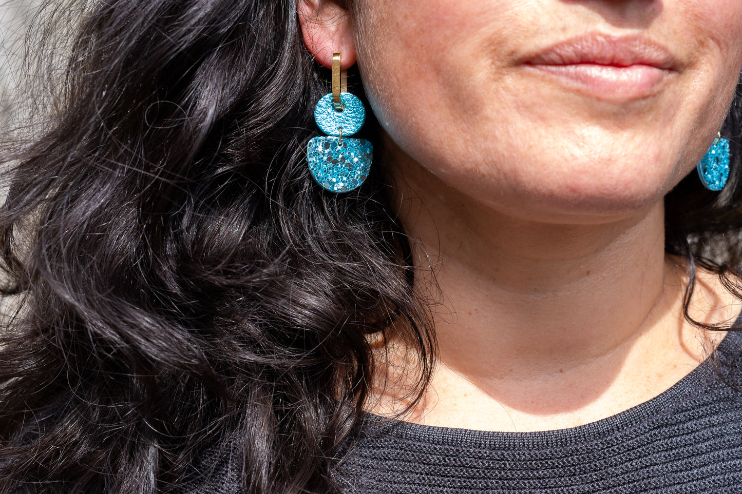 Dainty Hoops - Aqua blue
