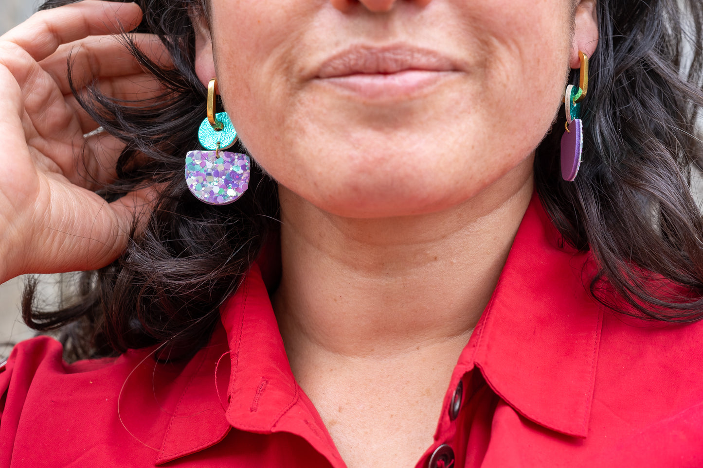 Dainty Hoops - Aqua lilac
