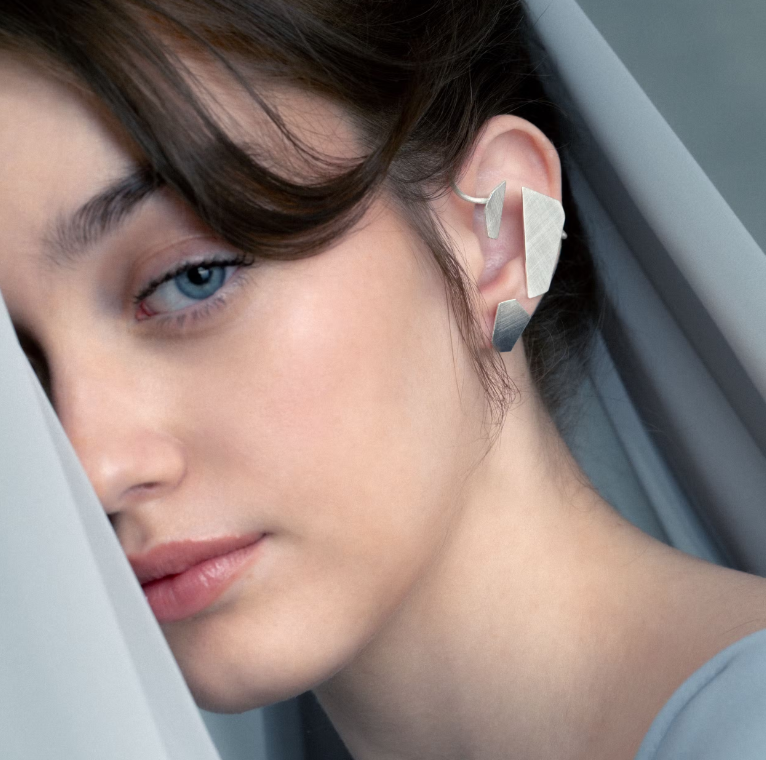 Small PentaHexa - silver earrings