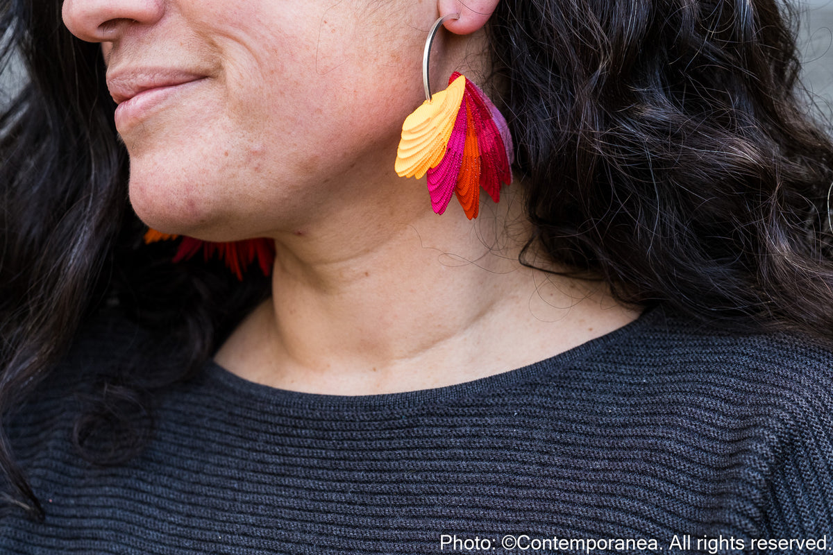 Natural patterns textile earrings - Dusk