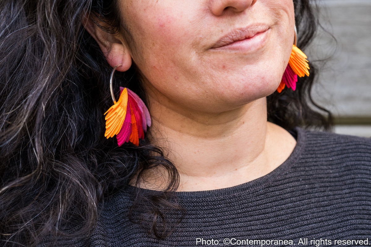 Natural patterns textile earrings - Dusk