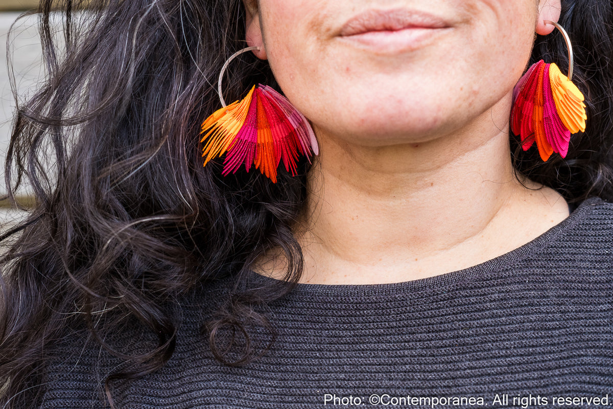 Natural patterns textile earrings - Dusk