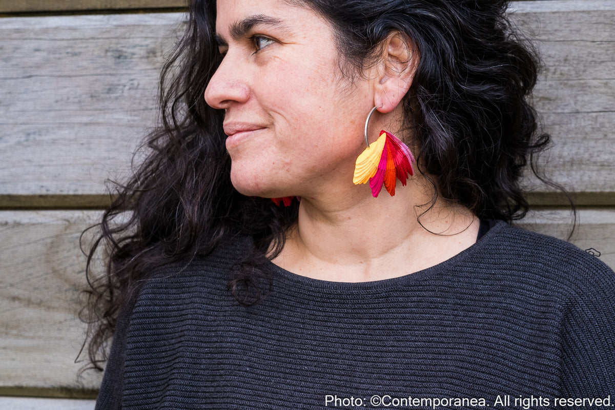 Natural patterns textile earrings - Dusk