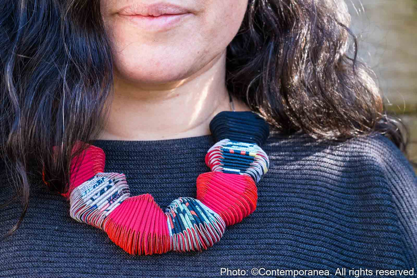 Serpentine necklace - Red Orange and Black