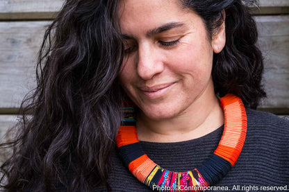 Pliegues necklace - Orange and Black