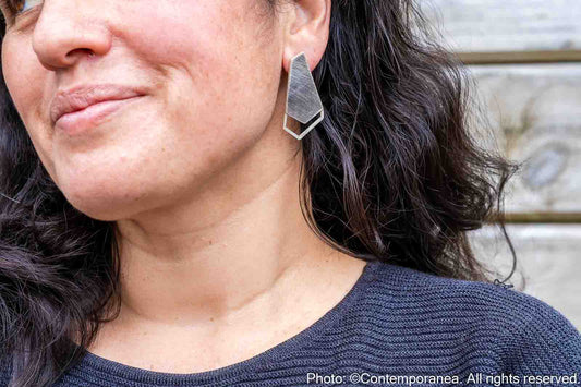 Hexa 2 Spaces Basic PentaHexa - silver earrings
