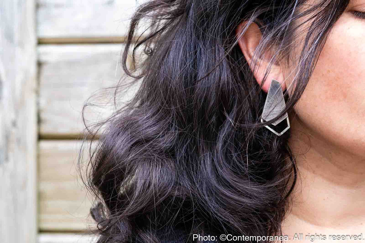 Hexa 2 Spaces Basic PentaHexa - silver earrings