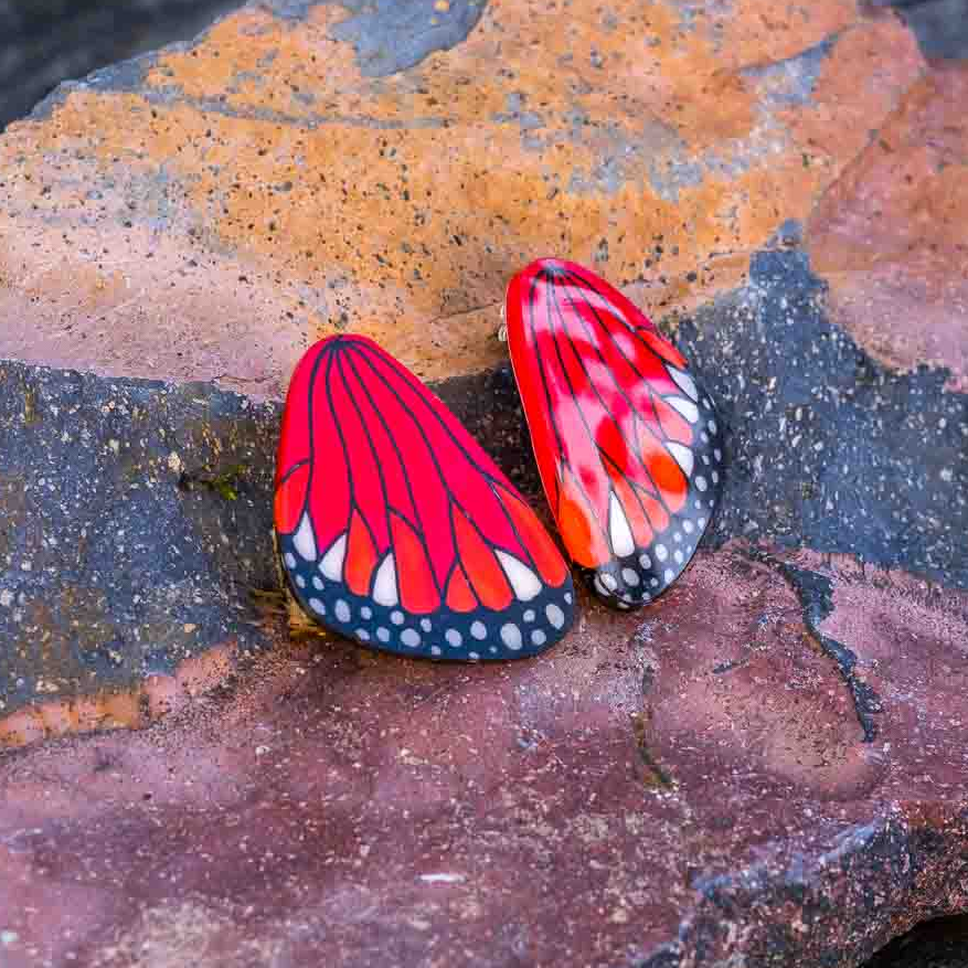 Large Monarch Butterfly Wing Earrings