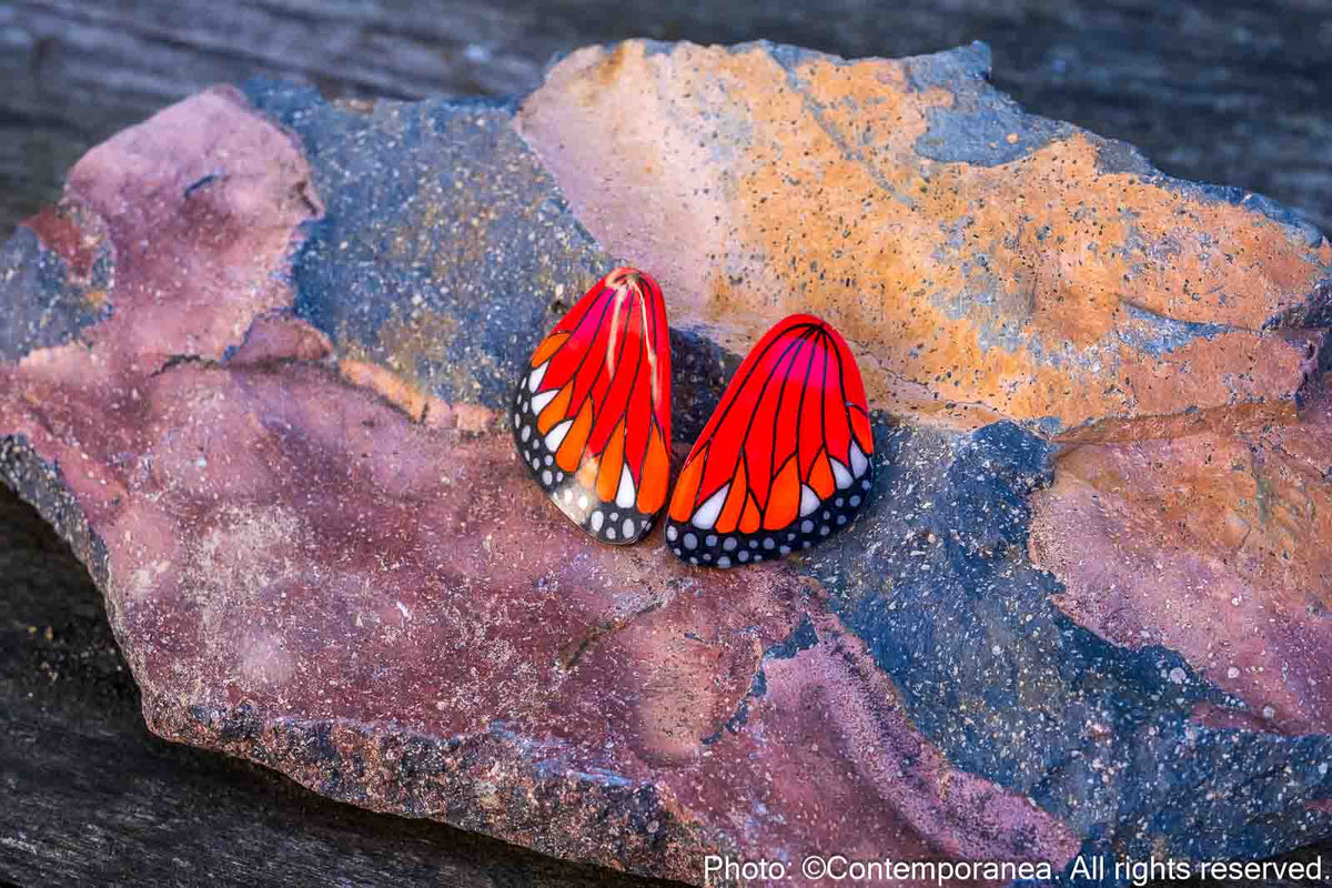 Large Monarch Butterfly Wing Earrings