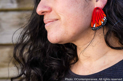 Large Monarch Butterfly Wing Earrings