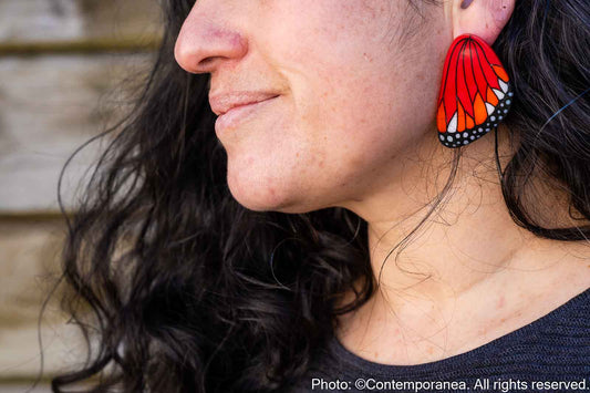 Large Monarch Butterfly Wing Earrings