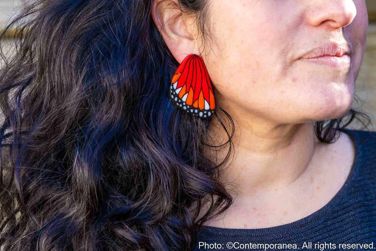 Large Monarch Butterfly Wing Earrings