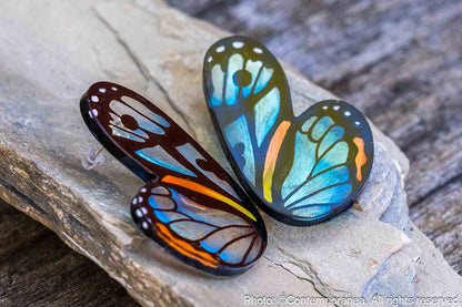 Pointed Half Butterfly M Translucent Cyan Hyala