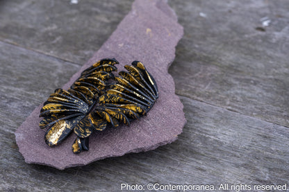 Wings - Oversized golden and black earrings