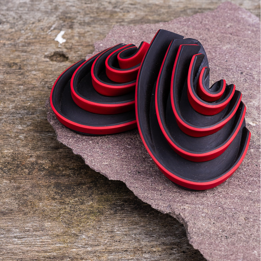 Swirls Oversized red cherry earrings