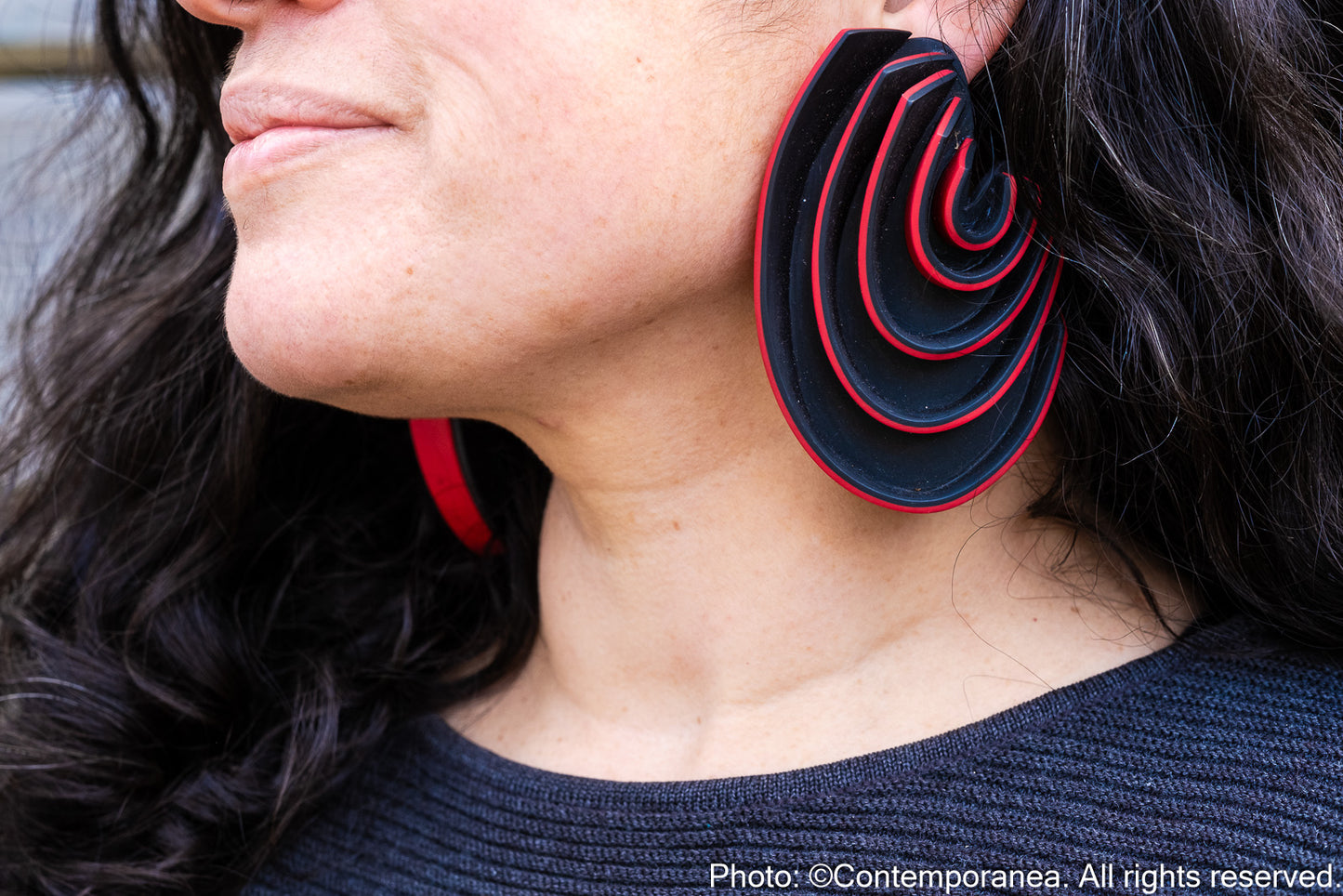 Swirls Oversized red cherry earrings