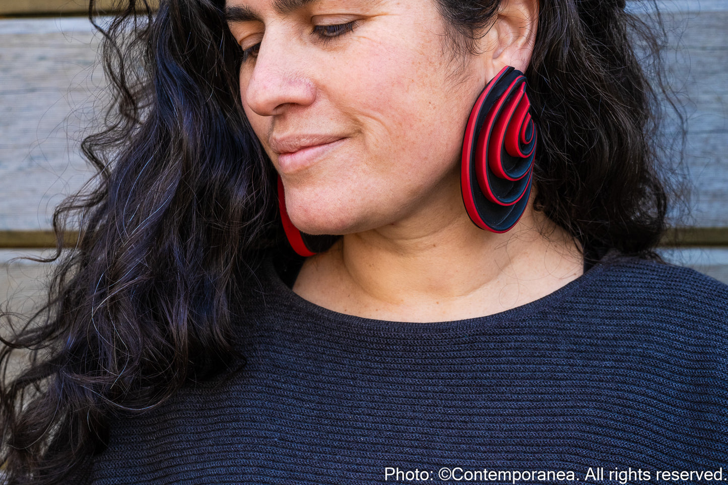Swirls Oversized red cherry earrings