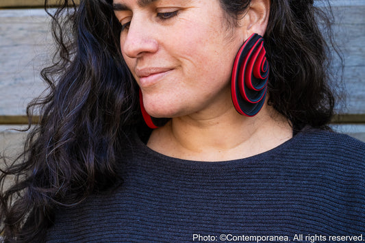 Swirls Oversized red cherry earrings