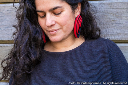Swirls Oversized red cherry earrings