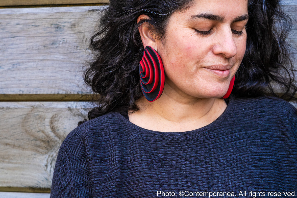 Swirls Oversized red cherry earrings