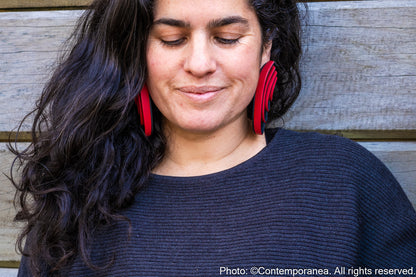 Swirls Oversized red cherry earrings