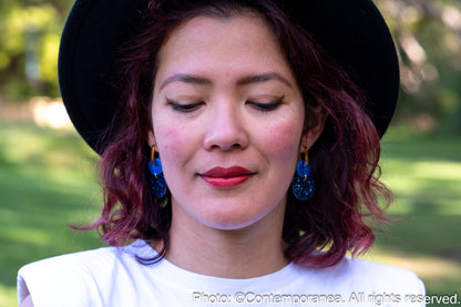 Dainty Hoops - Royal and Navy blue sparkles