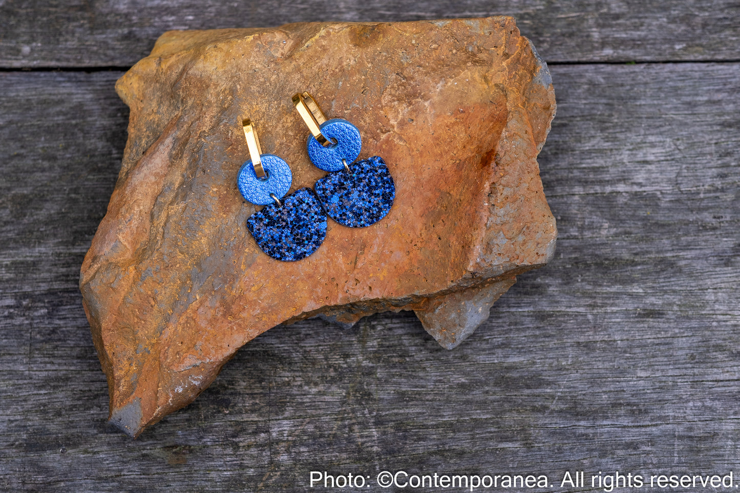 Dainty Hoops - Royal and Navy blue sparkles