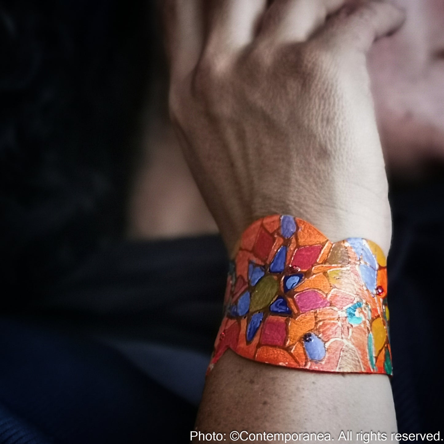 Gaudi bracelet - orange red mosaic