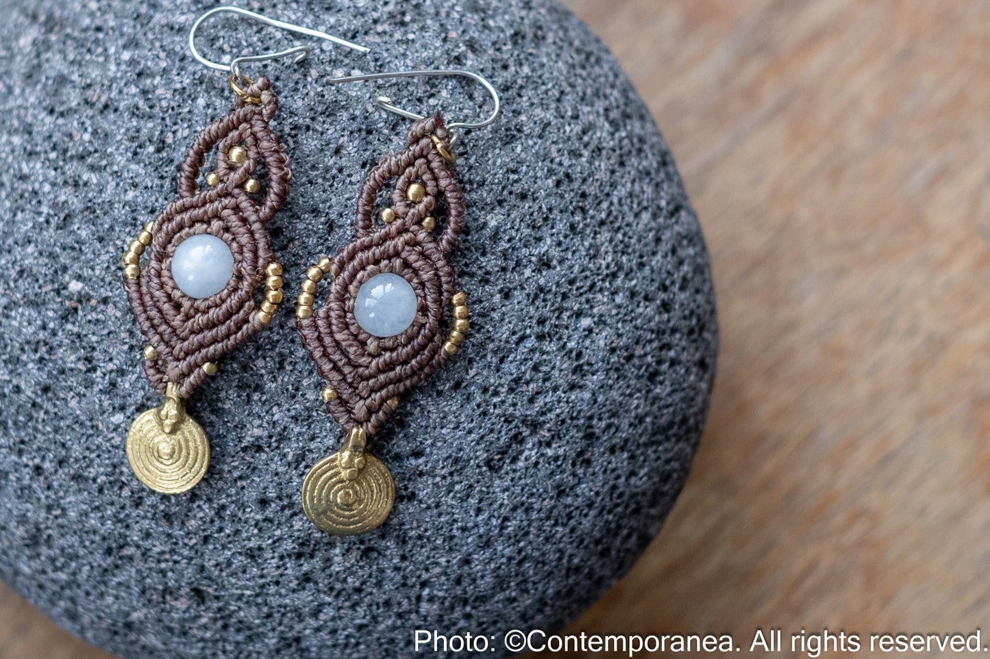 Rose quartz macrame earrings