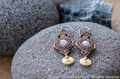 Rose quartz macrame earrings