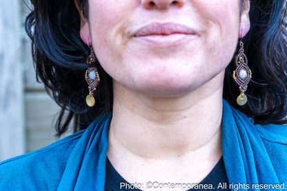 Rose quartz macrame earrings