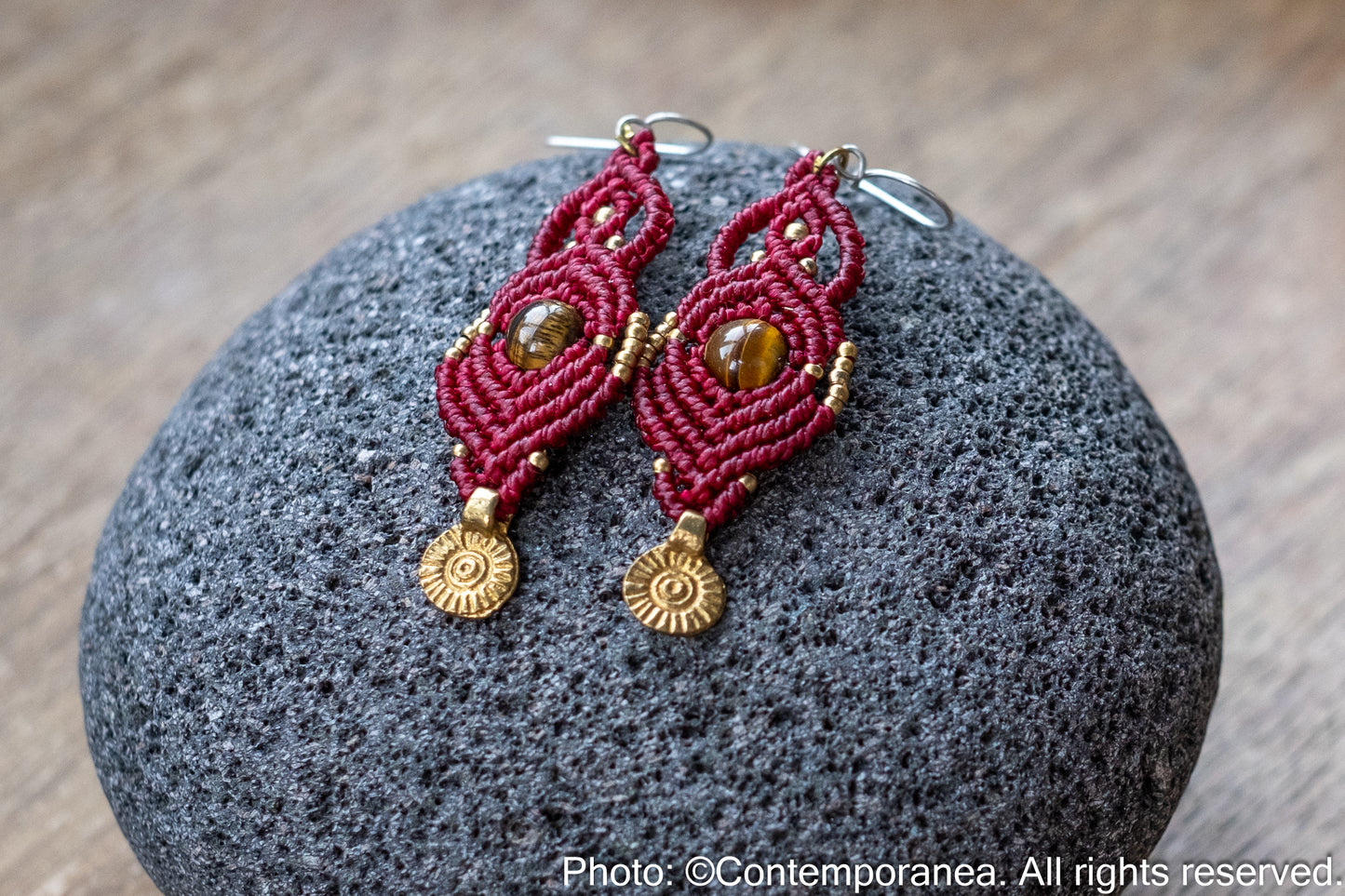 Tiger's eye macrame earrings